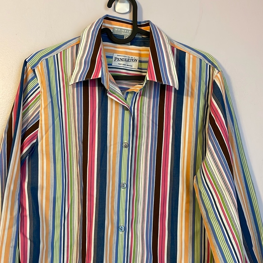 Pendleton Rainbow Vertical Stripe Button Front Sh… - image 2